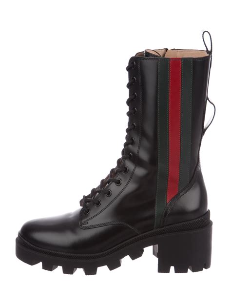 gucci trip leather boots|Gucci monogram thigh high boots.